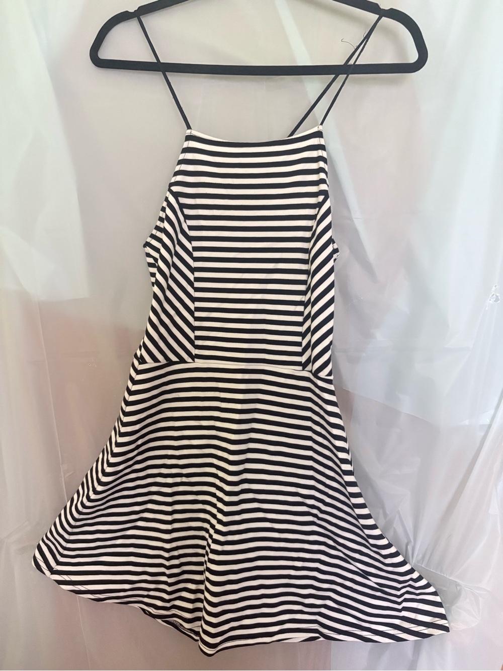 Black and White Striped Spaghetti Strap Dress